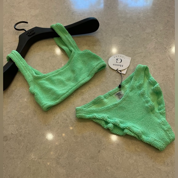 NEW Hunza G Lime Xandra Bikini SET in Neon Green One Size - Picture 3 of 16